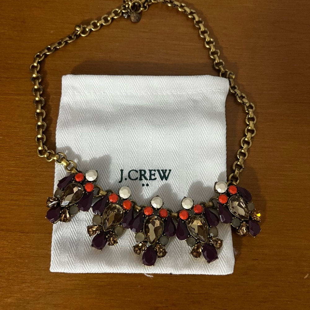 J.Crew Purple and Orange Crystal Necklace